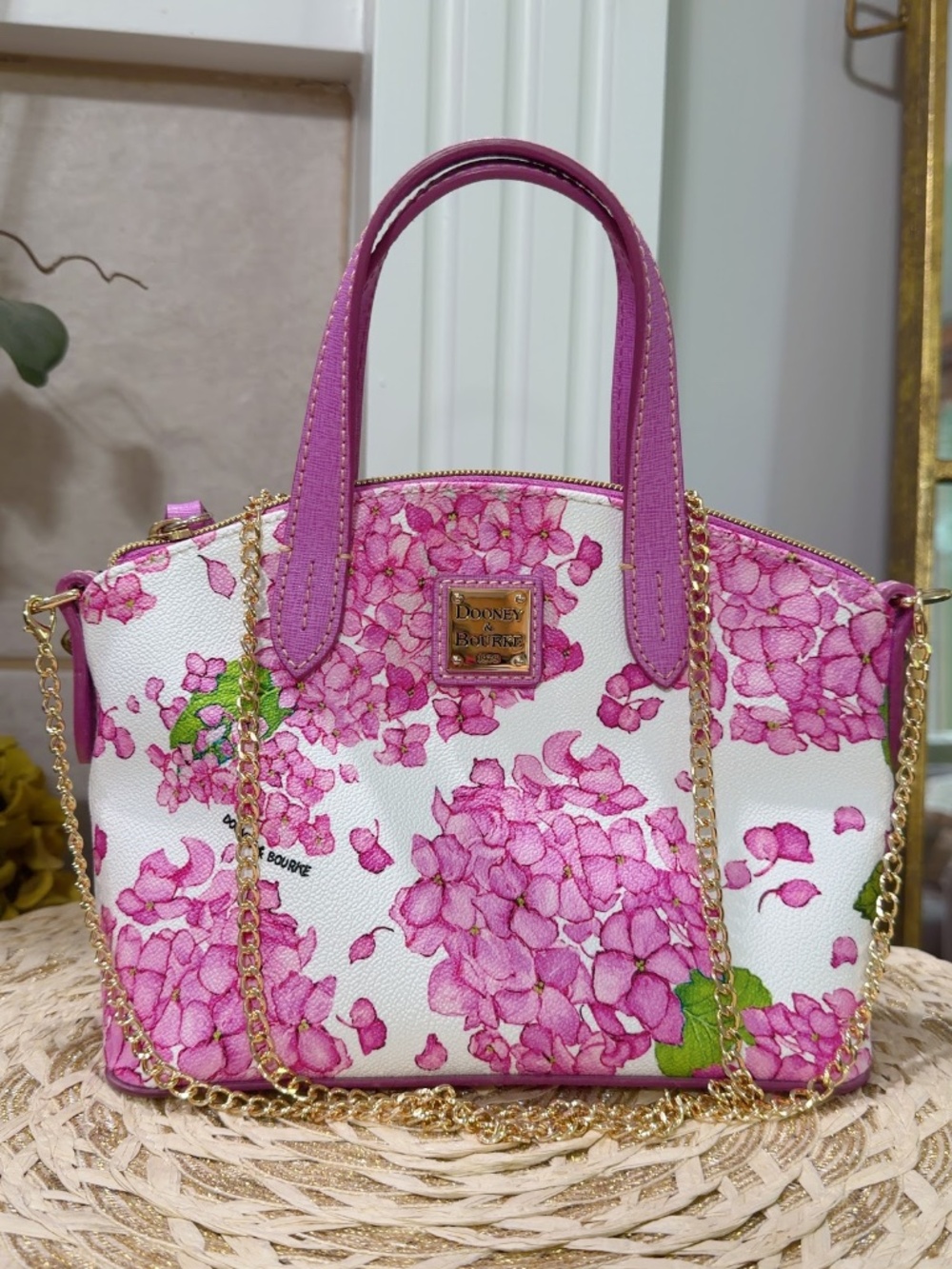 Dooney & Bourke Lilac/Pink Floral Pattern Hydrangea Mini Satchel Purse Rare/Cute - Picture 3 of 8